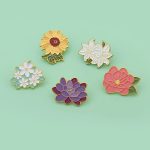 Flower Enamel Pins Peony Sunflower Lily Daisy Brooches Bag Badges Free Design