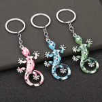 Vibrant 3D Gecko Pink Keyring Enamel Gecko 3D Keychain