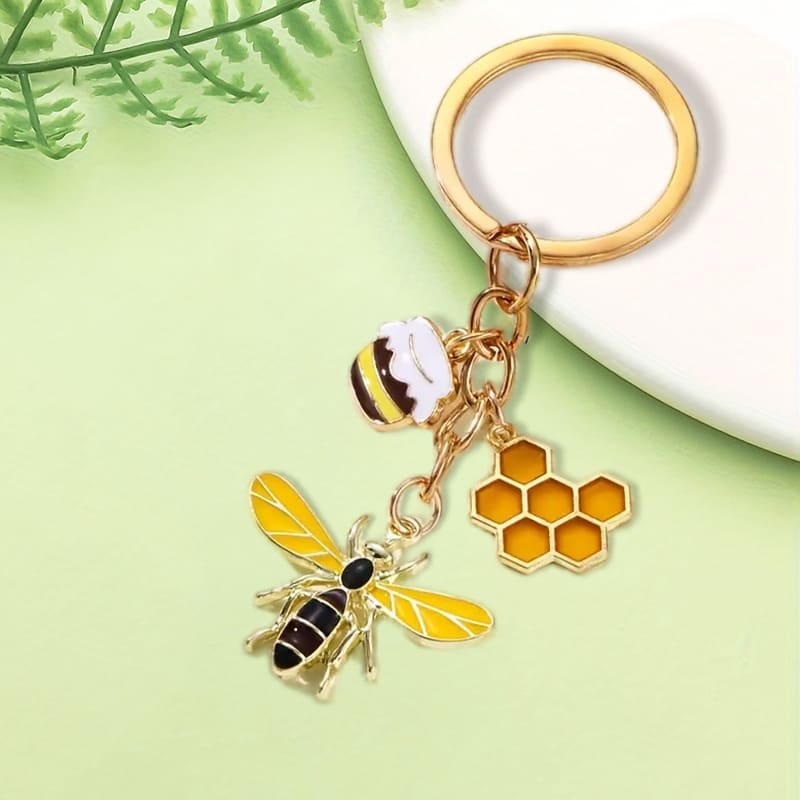 Bee Honey Jar Keychain