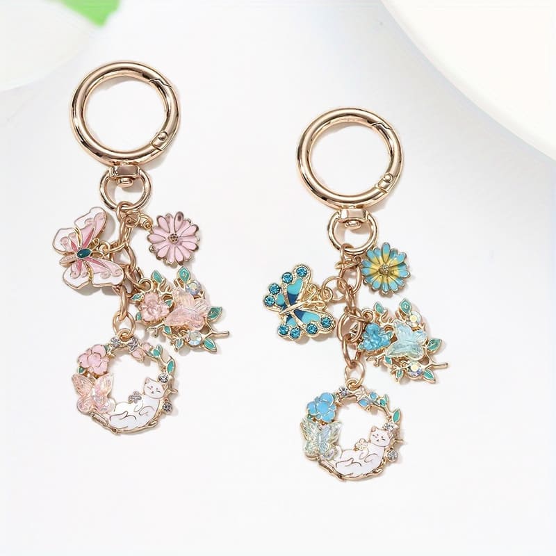 Diamond Cat Enamel Keychain (1)