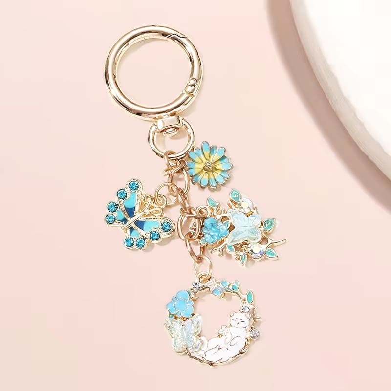 Diamond Cat Enamel Keychain (4)