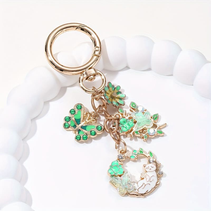 Diamond Cat Enamel Keychain (5)