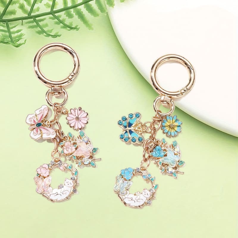 Diamond Cat Enamel Keychain (6)