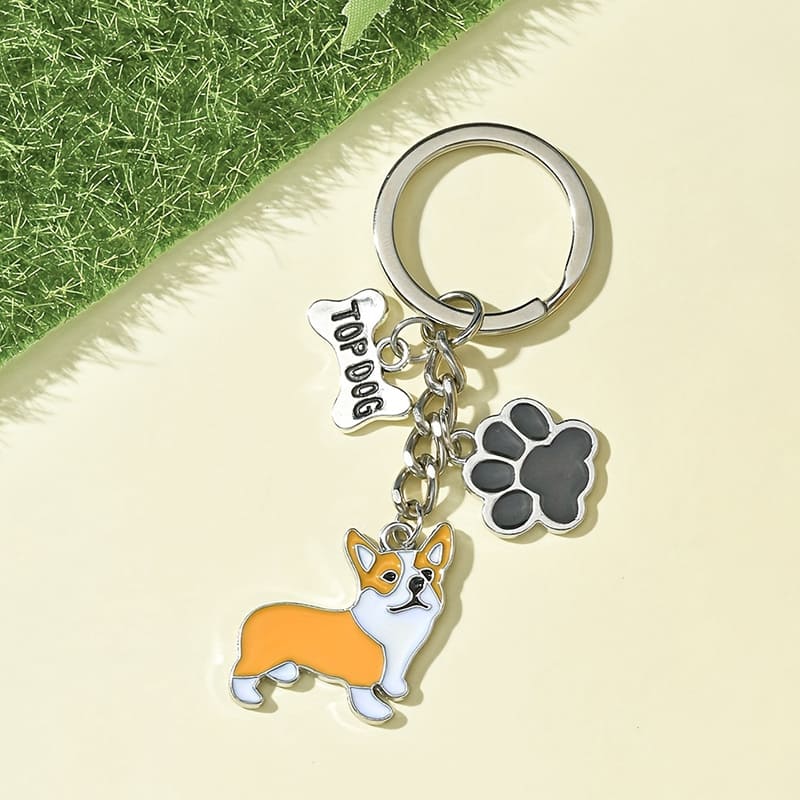 Dog Paw Enamel Keyring