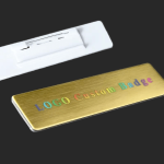 Golden Metal Employee Name Badge Stainless Steel Staff ID Name Plate with Printing Logo