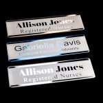 Custom Stainless Steel Nameplate - 70mm Laser Engraved Logo, 7 Colors, Safety Pin/Magnet Backing